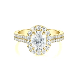 Ovalea - Oval Cut Moissanite Ring with Halo Pavé Design