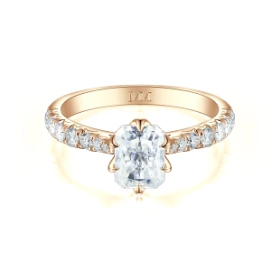 Lumiere - Radiant Cut Moissanite Ring with Pavé-Set Stones