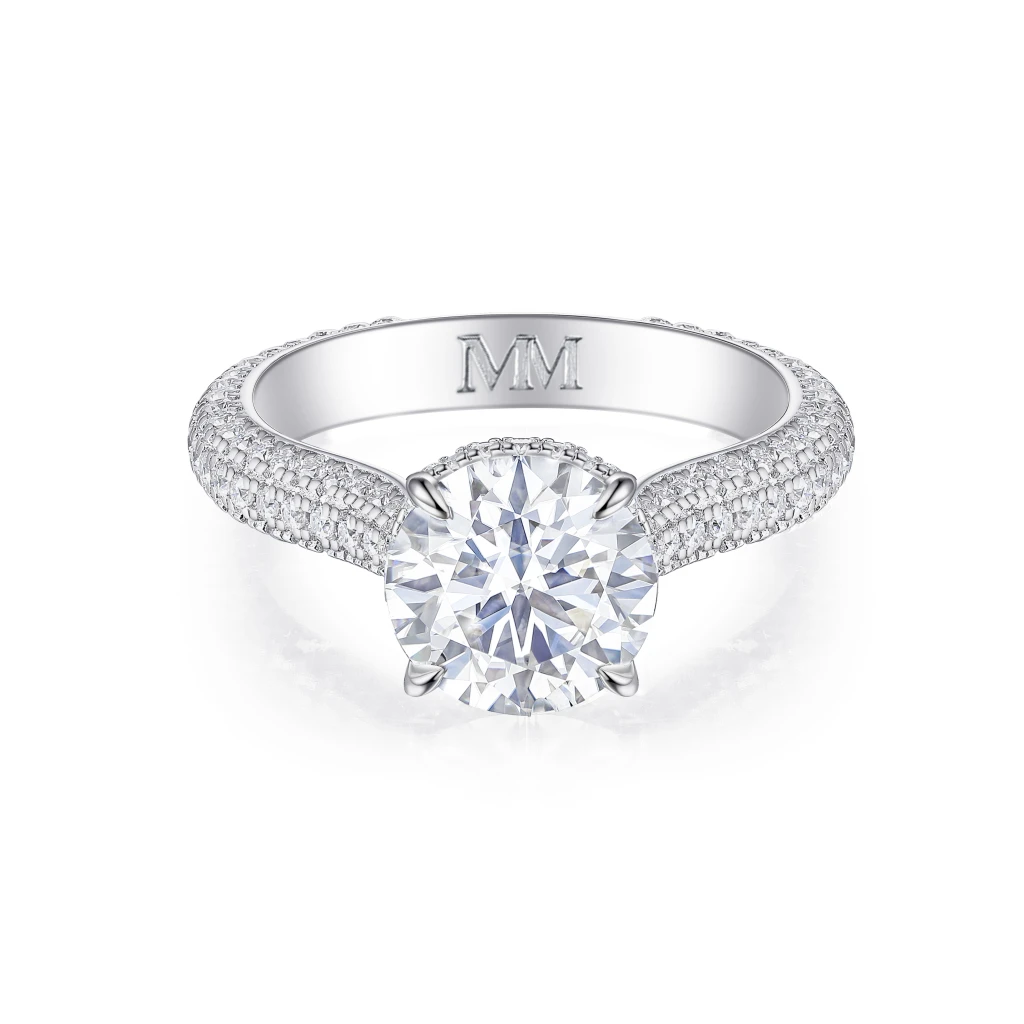 Cassiane - Moissanite Engagement Ring with Pavé-Set Accent Stones