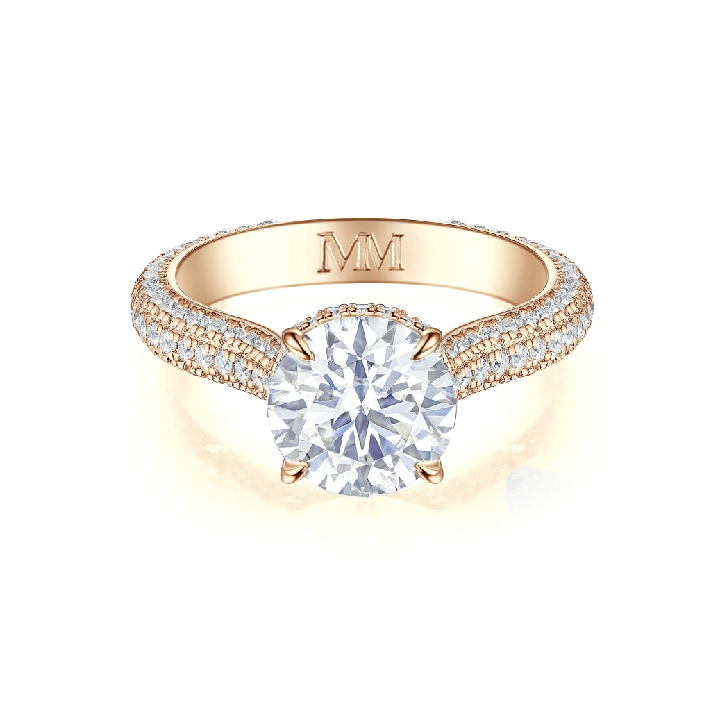 Cassiane - Moissanite Engagement Ring with Pavé-Set Accent Stones