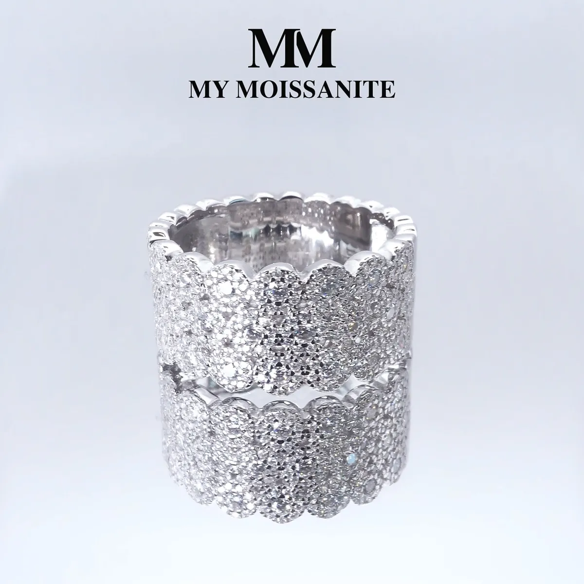 Cresta - Wide Pavé Set Moissanite Engagement Ring