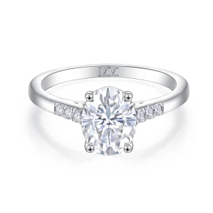 Mirage - Oval Cut Moissanite Engagement Ring with Pavé Side Stones