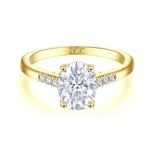 Mirage - Oval Cut Moissanite Engagement Ring with Pavé Side Stones