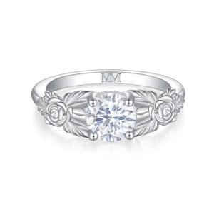 Roselle - Floral Moissanite Engagement Ring with Pavé Setting