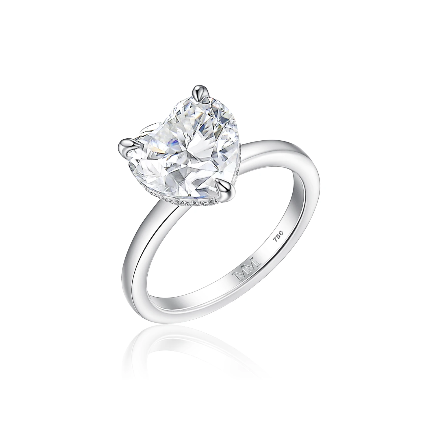 Amorelle - Heart Cut Moissanite Engagement Ring with Hidden Halo