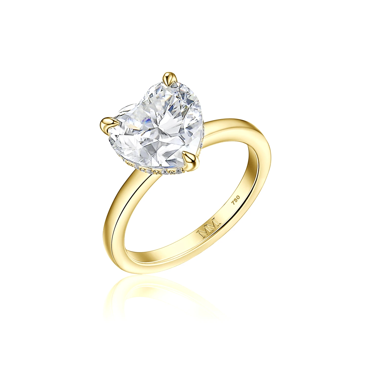 Amorelle - Heart Cut Moissanite Engagement Ring with Hidden Halo