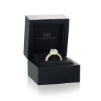 Lustrella - Moissanite Halo Engagement Ring with Pavé Band