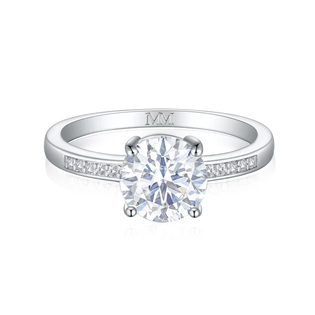 Ophelia - Moissanite Engagement Ring with Pavé Set Side Stones