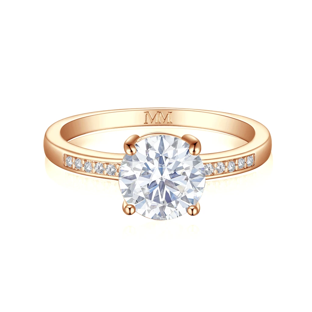 Ophelia - Moissanite Engagement Ring with Pavé Set Side Stones