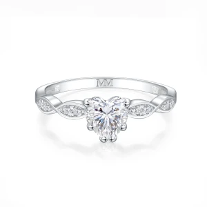 Affection - Heart Cut Moissanite Engagement Ring with Twisted Band
