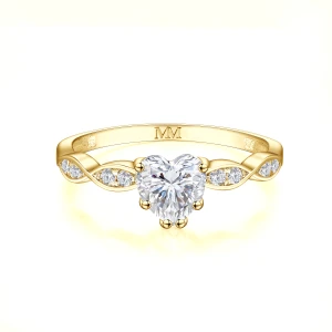 Affection - Heart Cut Moissanite Engagement Ring with Twisted Band