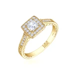 Paragone - Princess Cut Moissanite Halo Engagement Ring With Textured Band