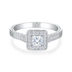Paragone - Princess Cut Moissanite Halo Engagement Ring With Textured Band