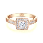 Paragone - Princess Cut Moissanite Halo Engagement Ring With Textured Band