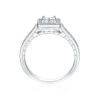 Paragone - Princess Cut Moissanite Halo Engagement Ring With Textured Band
