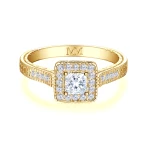 Paragone - Princess Cut Moissanite Halo Engagement Ring With Textured Band