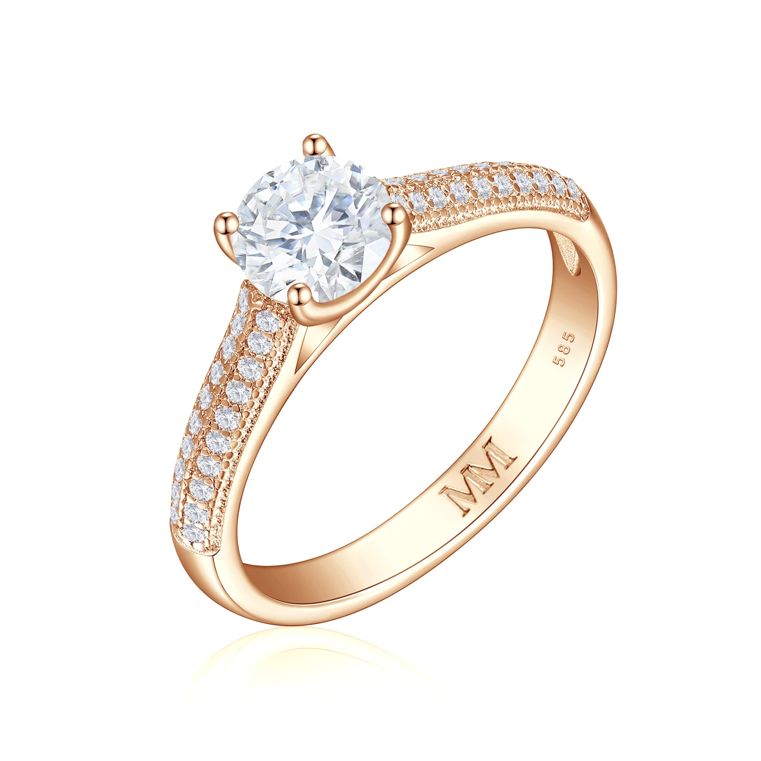 Venette - Moissanite Engagement Ring With Pavé Side Stones