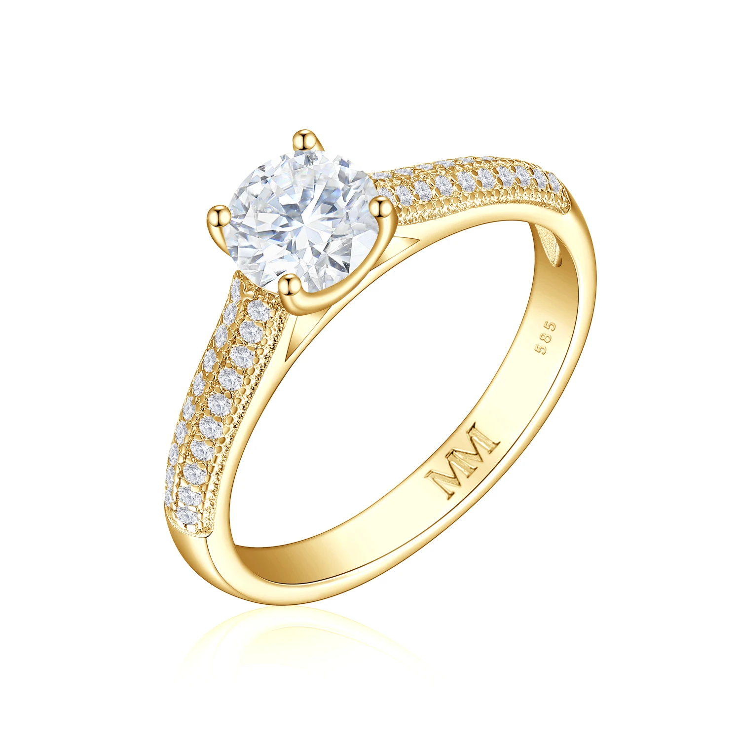 Venette - Moissanite Engagement Ring With Pavé Side Stones