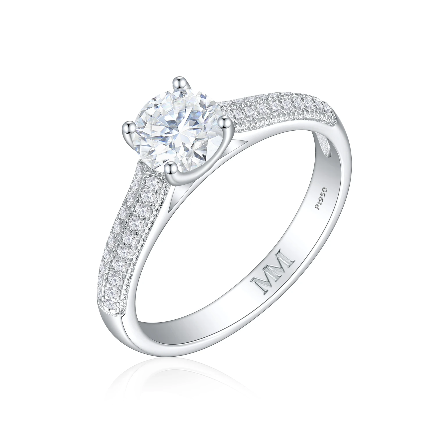 Venette - Moissanite Engagement Ring With Pavé Side Stones