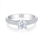 Venette - Moissanite Engagement Ring With Pavé Side Stones