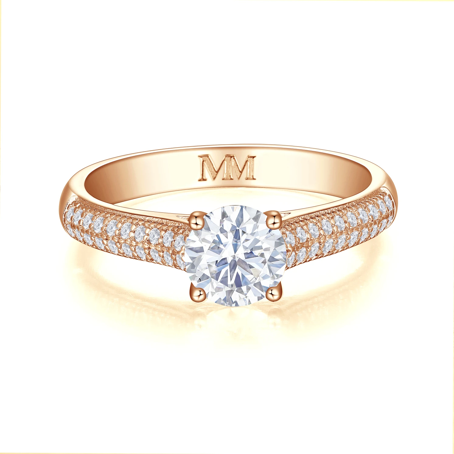 Venette - Moissanite Engagement Ring With Pavé Side Stones