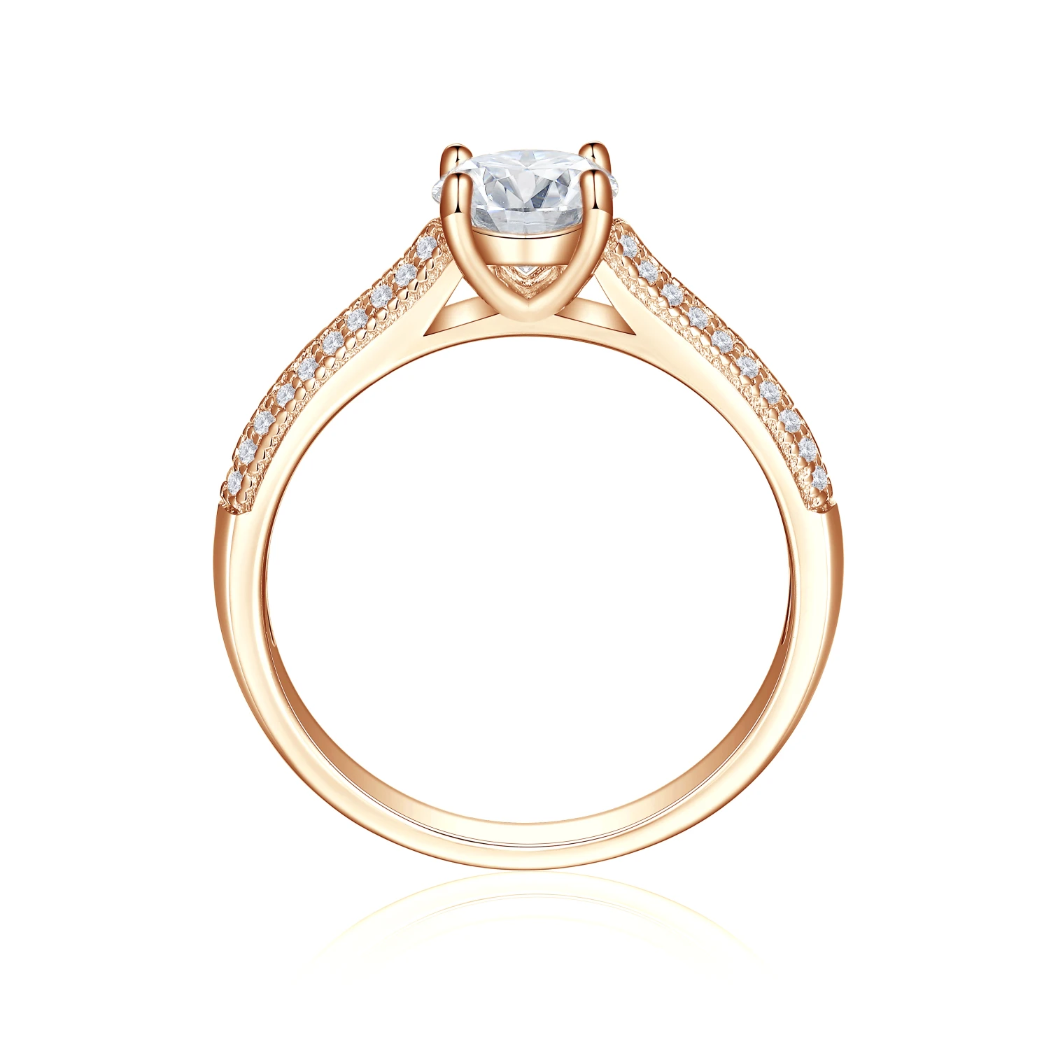 Venette - Moissanite Engagement Ring With Pavé Side Stones