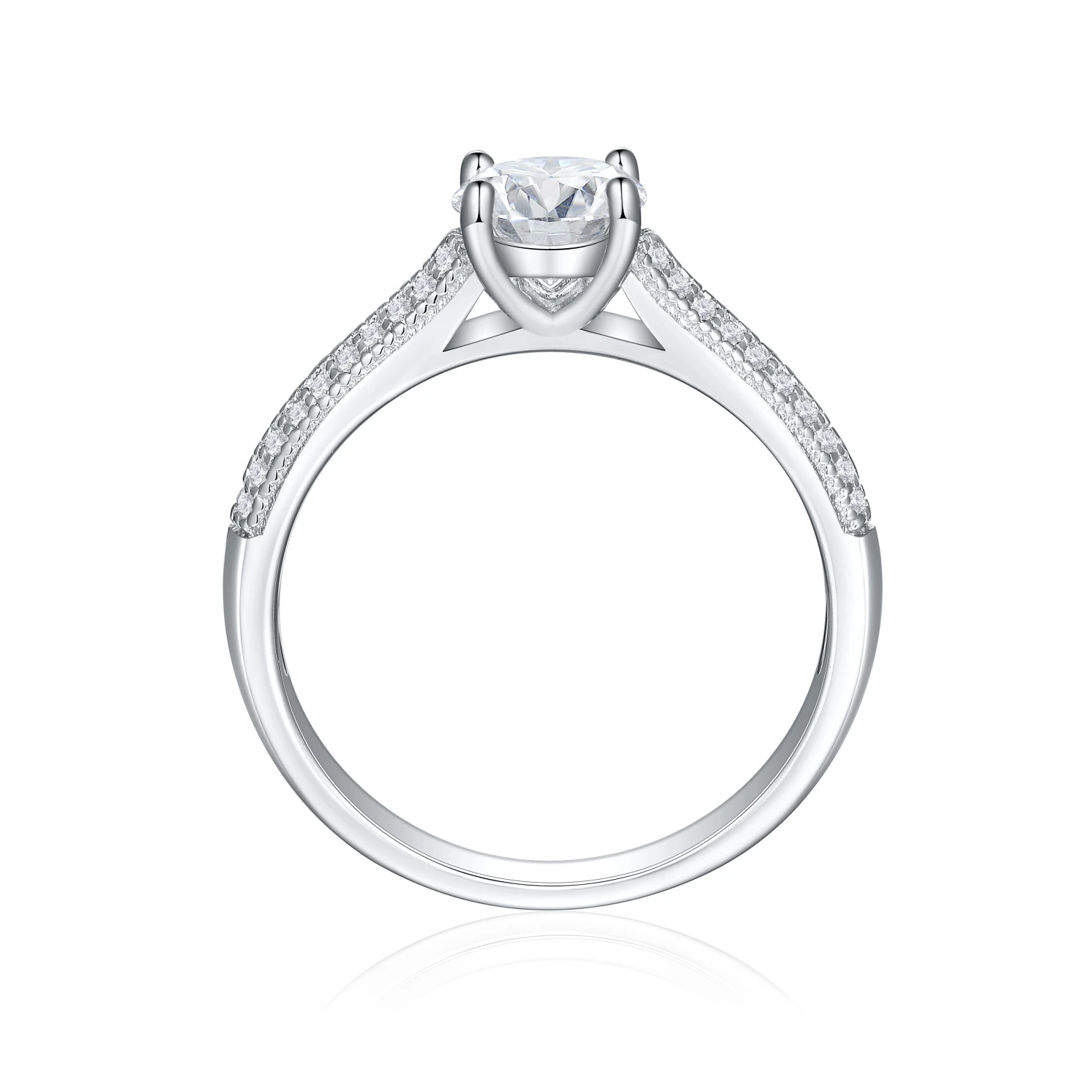Venette - Moissanite Engagement Ring With Pavé Side Stones
