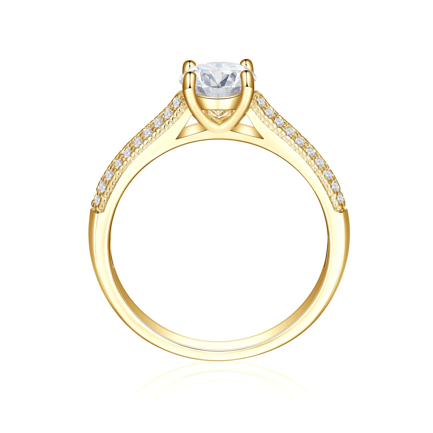 Venette - Moissanite Engagement Ring With Pavé Side Stones
