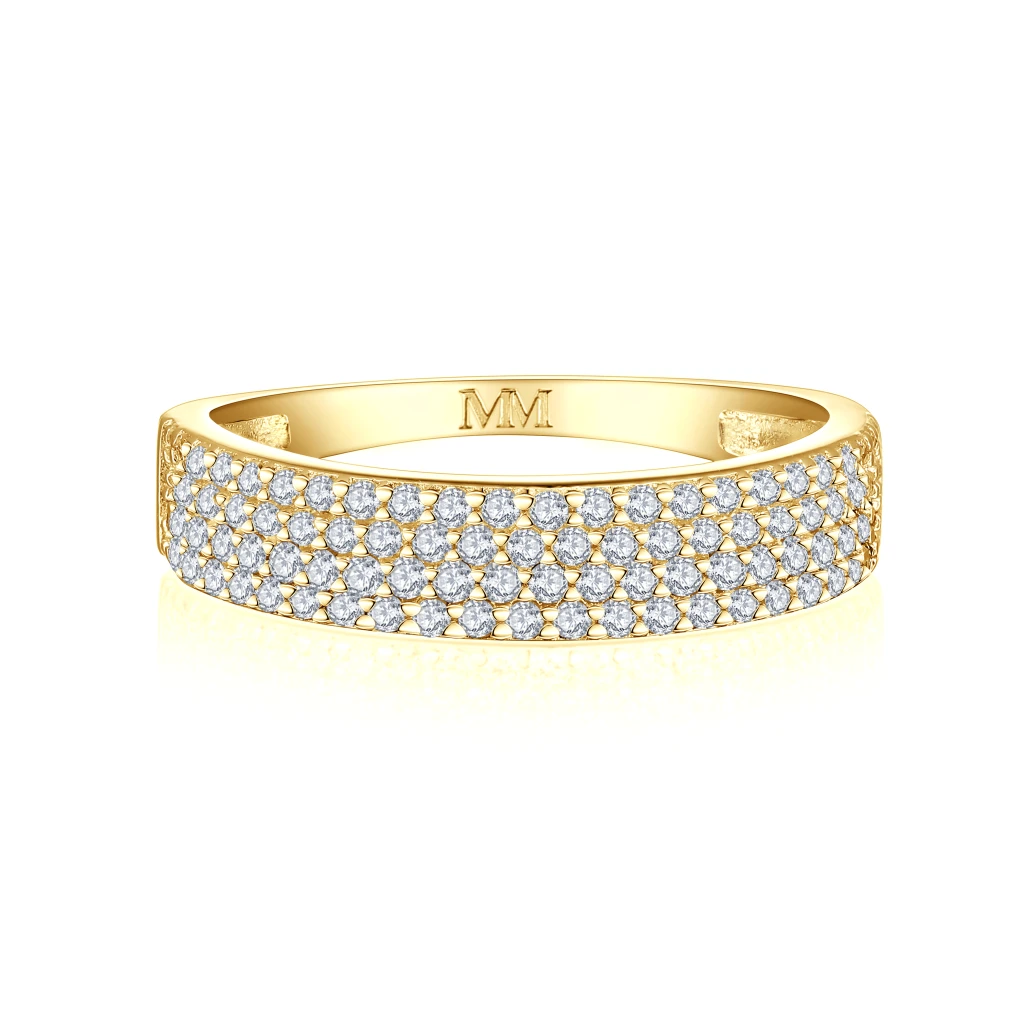 Glissade - Moissanite Ring with Pavé Setting and Tapered Band