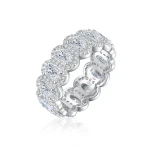 Opaline - Oval Cut Moissanite Eternity Ring With Scalloped Pavé Halo