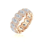 Opaline - Oval Cut Moissanite Eternity Ring With Scalloped Pavé Halo