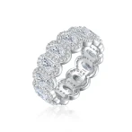 Opaline - Oval Cut Moissanite Eternity Ring With Scalloped Pavé Halo