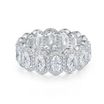 Opaline - Oval Cut Moissanite Eternity Ring With Scalloped Pavé Halo