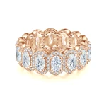 Opaline - Oval Cut Moissanite Eternity Ring With Scalloped Pavé Halo