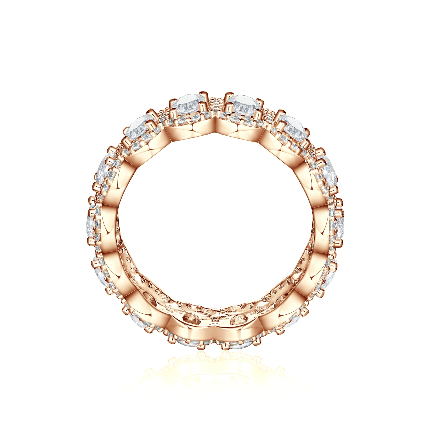 Opaline - Oval Cut Moissanite Eternity Ring With Scalloped Pavé Halo