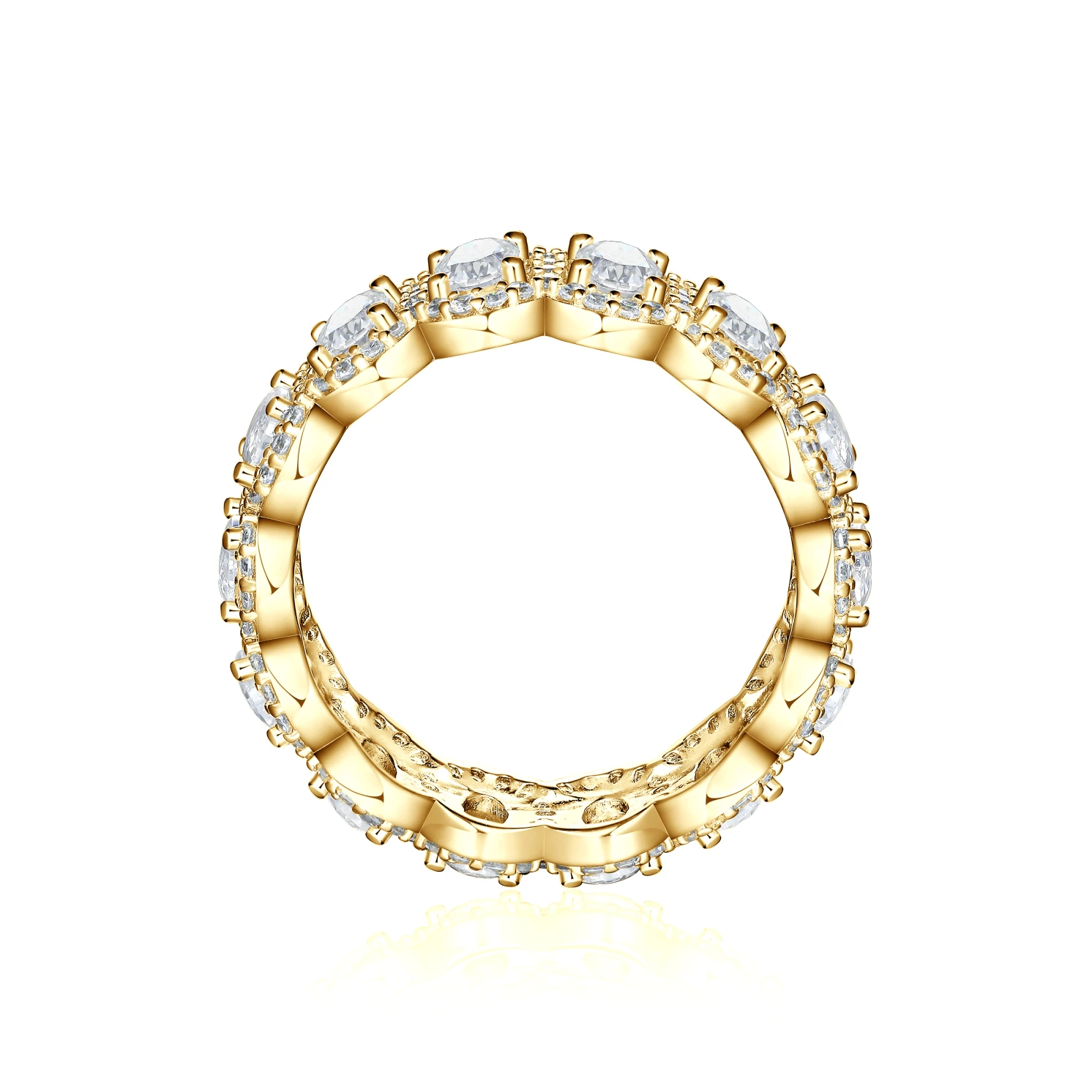 Opaline - Oval Cut Moissanite Eternity Ring With Scalloped Pavé Halo