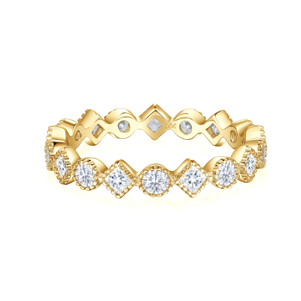Verona - Square and Round Moissanite Eternity Ring with Milgrain Detailing