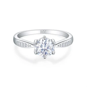 Stellar - Moissanite Engagement Ring with Pavé-Set Side Stones