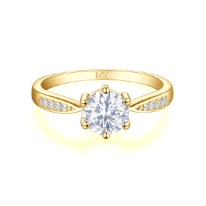 Stellar - Moissanite Engagement Ring with Pavé-Set Side Stones