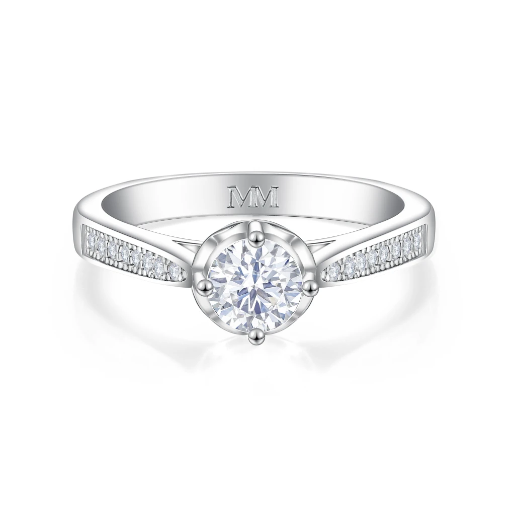 Celeste - Moissanite Engagement Ring With Pave Side Stones