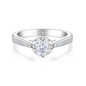 Celeste - Moissanite Engagement Ring With Pave Side Stones