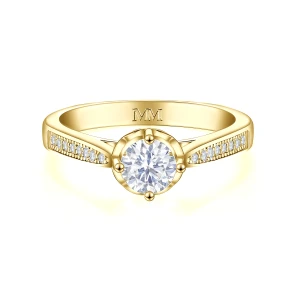 Celeste - Moissanite Engagement Ring With Pave Side Stones