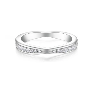 Aria - Curved Moissanite Wedding Band With Pavé Setting