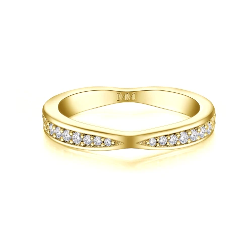 Aria - Curved Moissanite Wedding Band With Pavé Setting