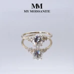 Ovaline - Moissanite Ring with Minimalistic Side Stones Ovaline - Moissanite Ring with Minimalistic Side Stones
