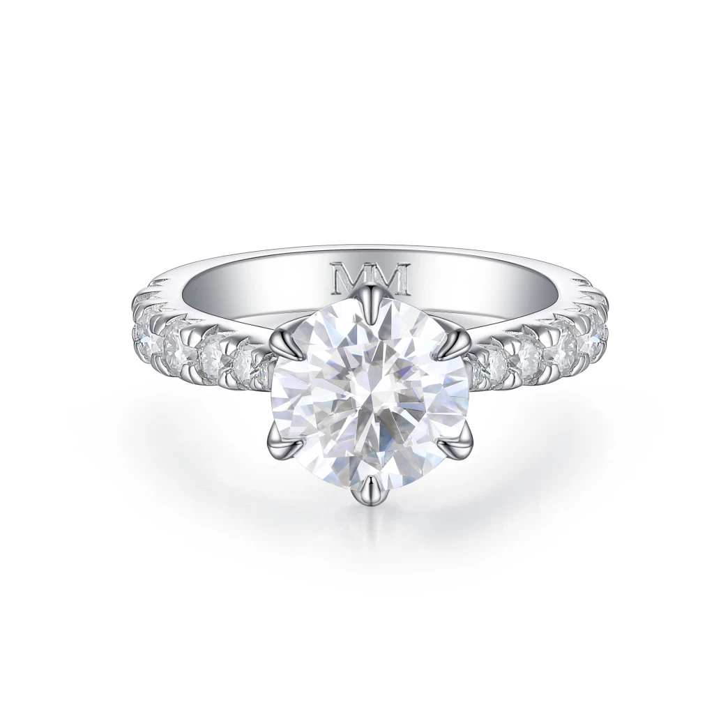 Yuliana - Moissanite Engagement Ring in Tulip Setting with Dazzling Side Stones