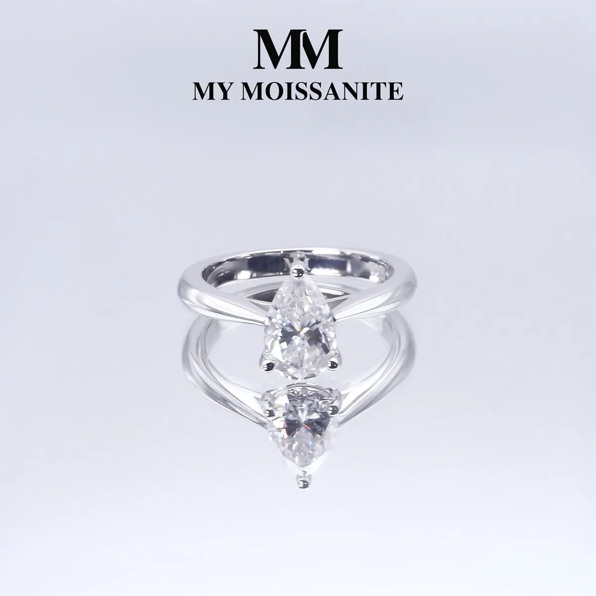 Larissa - Pear Solitaire Moissanite Ring