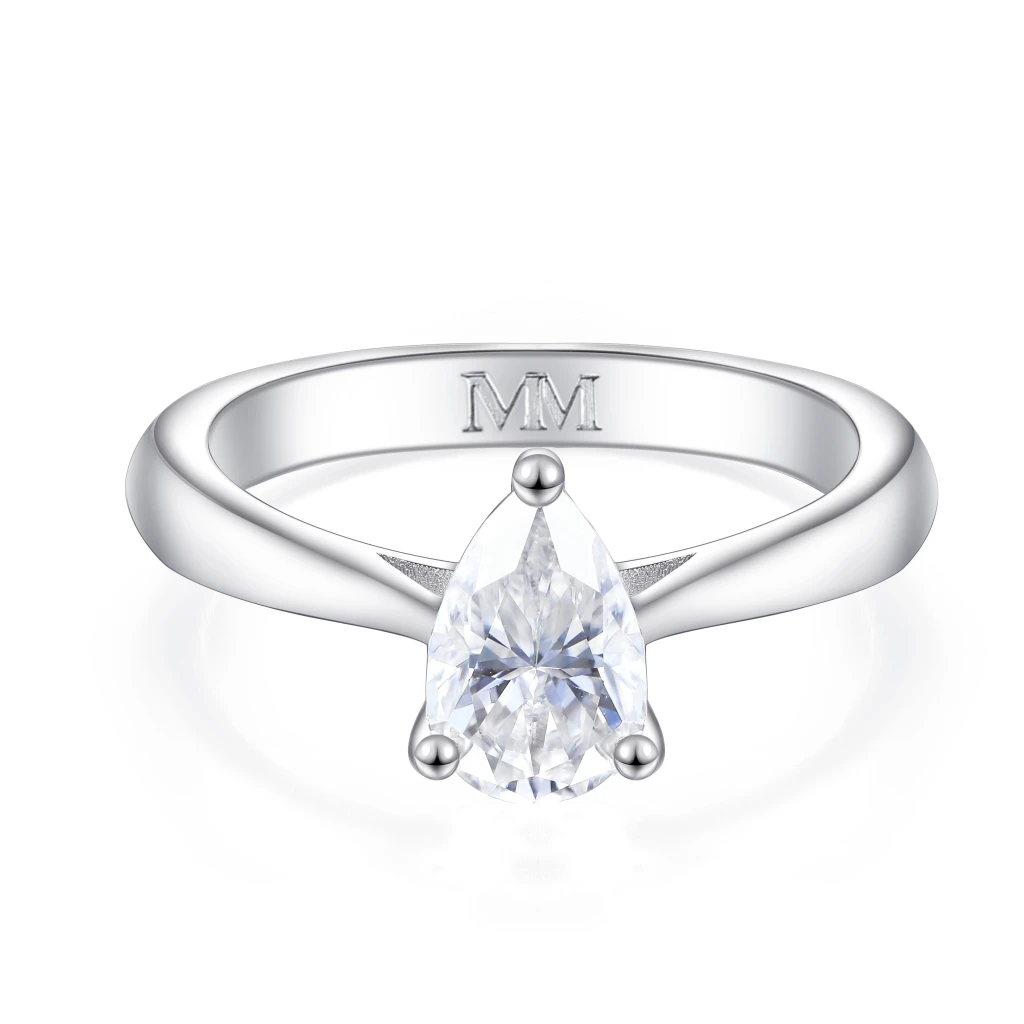 Larissa - Pear Solitaire Moissanite Ring