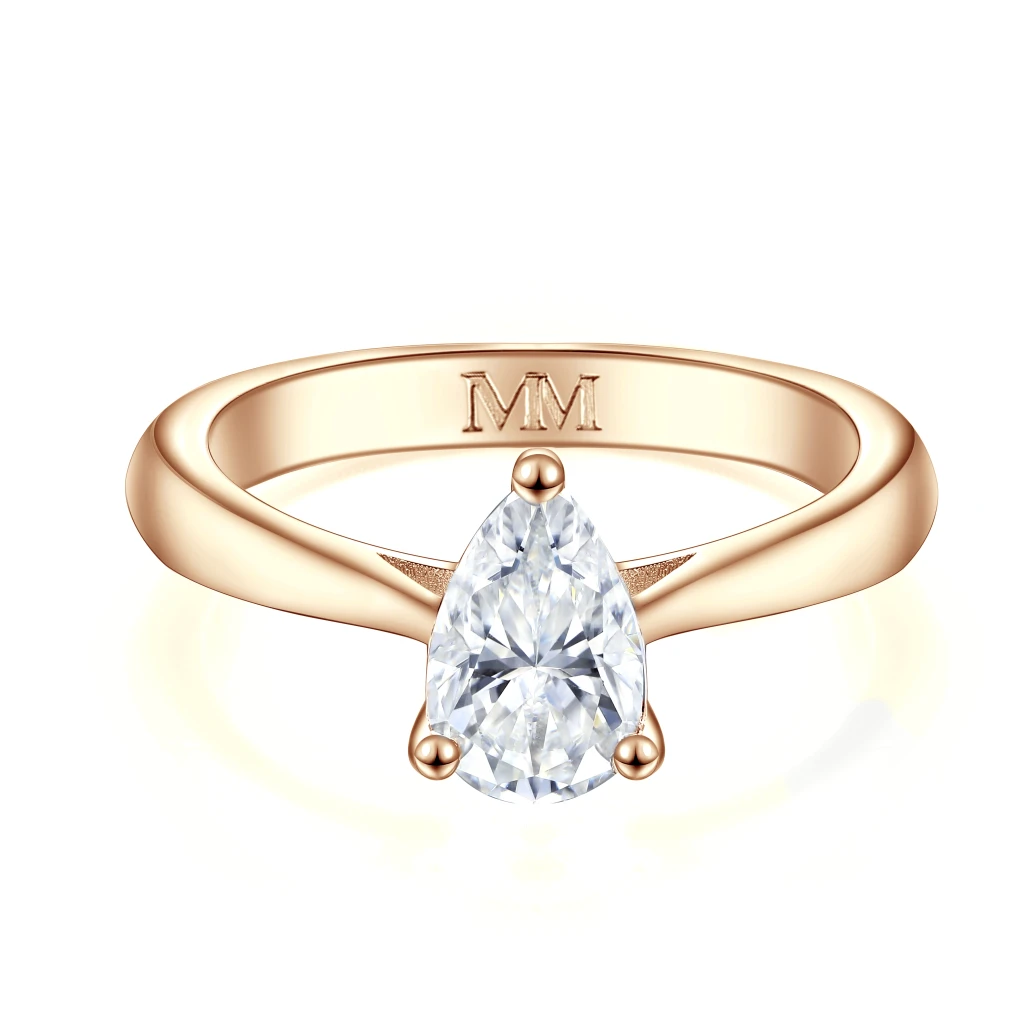 Larissa - Pear Solitaire Moissanite Ring