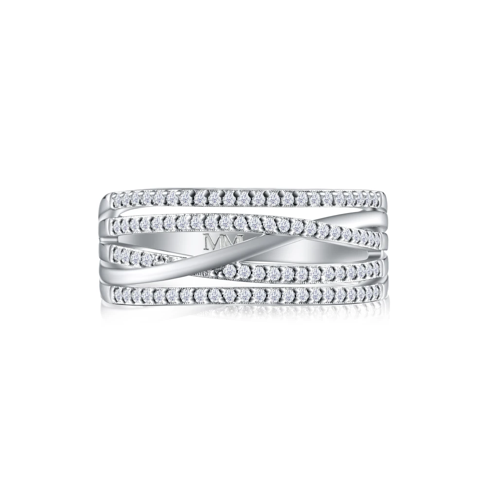 Estrella – Moissanite Cross-Over Line Ring